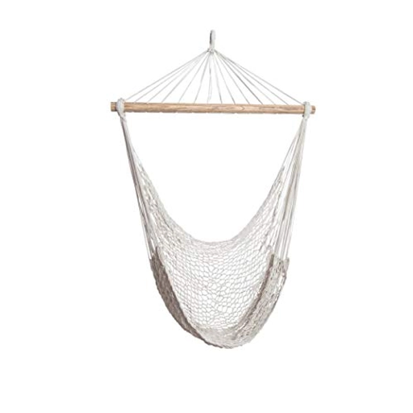 ALL NAHLO The Enedina Hammock Hanging Cotton Rope Bedrooms Swing Chair Seat 1 Unit - Straight Wood Comfortable Bed Durable Large Yard Bedroom Porch Indoor Garden Lightweight Hammocks Person Tree Stand