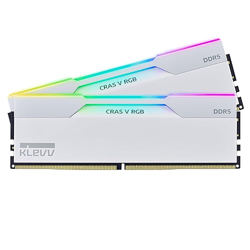 KLEVV CRAS V RGB DDR5 64GB (2x32GB) 6400MHz CL32 A-DIE 1.35V Gaming Desktop Ram Memory SK Hynix Chip XMP 3.0 / AMD Expo Ready - White (KD5BGUA80-64A320J) - 64GB (2 x 32GB) - 6400MHz - White