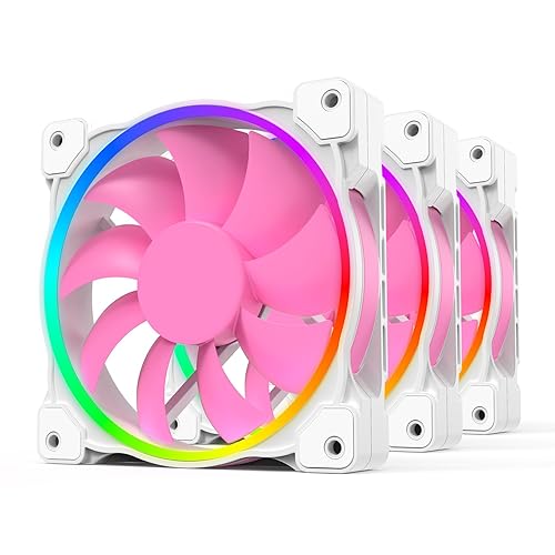 ID-COOLING ZF-12025-PINK Trio 120mm Case Fan 3 Pack Pink Fan MB Sync(5V 3pin) PWM Fans for Radiator/CPU Cooler/Computer Case - 3 Pack