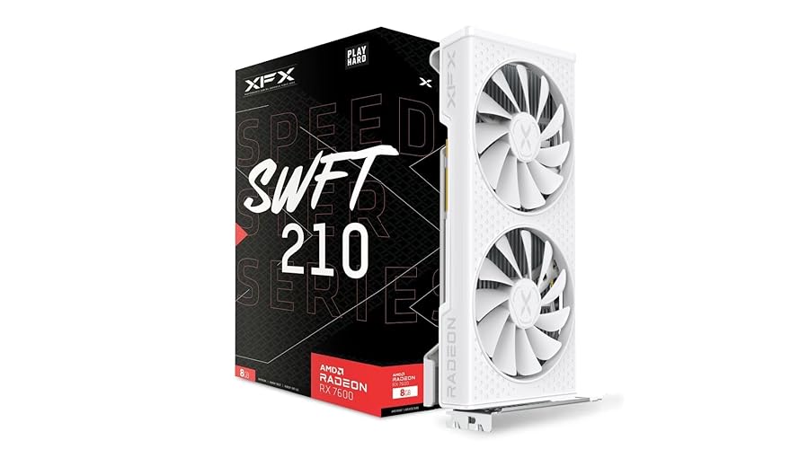 XFX Speedster SWFT210 Radeon RX 7600 Graphics Card White with 8GB GDDR6 HDMI 3xDP, AMD RDNA 3 RX-76PSWFTWY