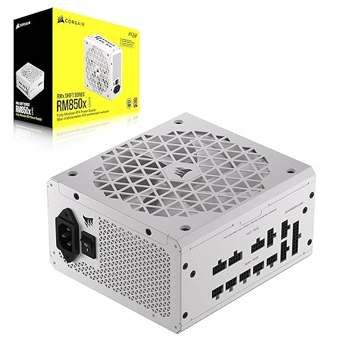 CORSAIR RM850x Shift Fully Modular ATX Power Supply - 80 Plus Gold - ATX 3.0 - PCIe 5.0 - Zero RPM - Modular Side Interface - White