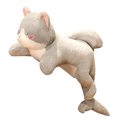 Hofun4U Shark Cat Plush Pillow - Lovely Shark Cat Stuffed Animal - 19 inch Kitten Cat Soft Plush Doll Birthday Christmas Valentine Choice for Girls Boys Adults (Dreamy Gray) - 19 inch
