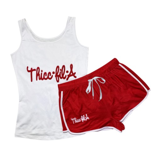 ksotutm Women's Sexy Two Piece Outfits Summer Casual Printed Tank Top and Shorts Suit Set - 3-white Red X-Large