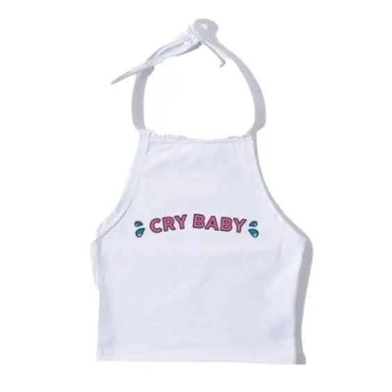 Summery Halter Shirt in Black or White for Hot Weather Fun - White / M
