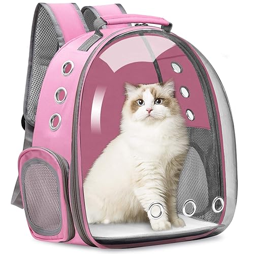 Cat Carrier Backpack, Pet Carrier Backpack Front Pack for Small Medium Cat Puppy Dog Carrier Backpack Bag Space Capsule, Pet Carrier for Travel Hiking Walking Camping (Pink) - Pink