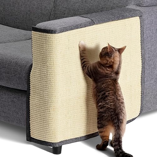 Navaris Cat Scratch Mat Sofa Shield - Natural Sisal Furniture Protector Scratching Pad for Cats - Scratch Carpet for Couch, Sofa, Chair - Left - Dark Grey - Left