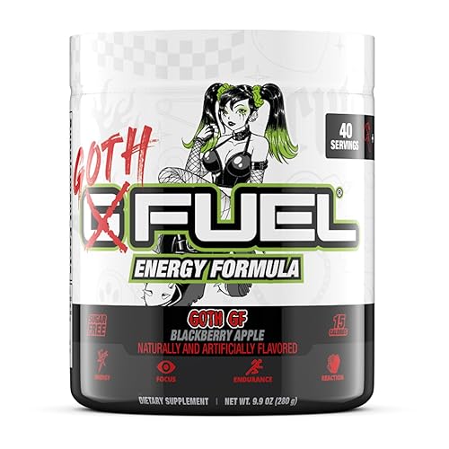 G Fuel Goth GF Energy Powder, Sugar Free, Clean Caffeine Focus Supplement, Water Mix, BlackBerry Apple Flavor, Focus Amino, Vitamin + Antioxidants Blend, 9.9 oz, 40 Servings