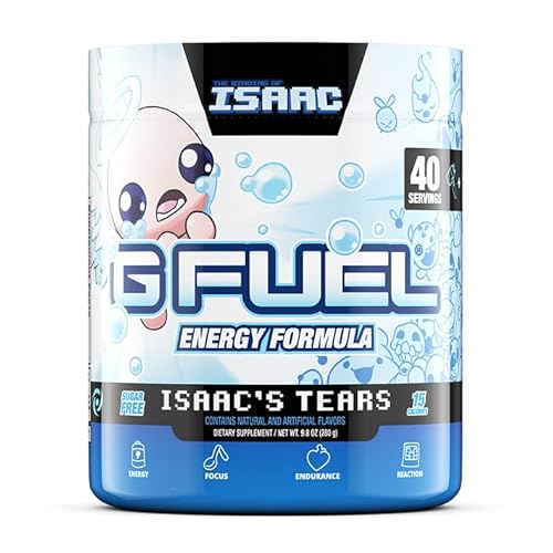 G Fuel The Binding of Isaac Energy Powder, Sugar Free, Clean Caffeine Focus Supplement, Water Mix, White Grape and Pineapple Flavor, Focus Amino, Vitamin + Antioxidants Blend - 9.8 oz (40 Servings)
