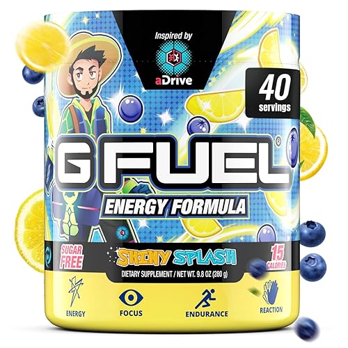 G Fuel aDrive Energy Powder, Sugar Free, Clean Caffeine Focus Supplement, Water Mix, Blueberry & Lemonade Flavor, Focus Amino, Vitamin + Antioxidants Blend, aDrive - 9.8 oz (40 Servings) - Blueberry Lemonade