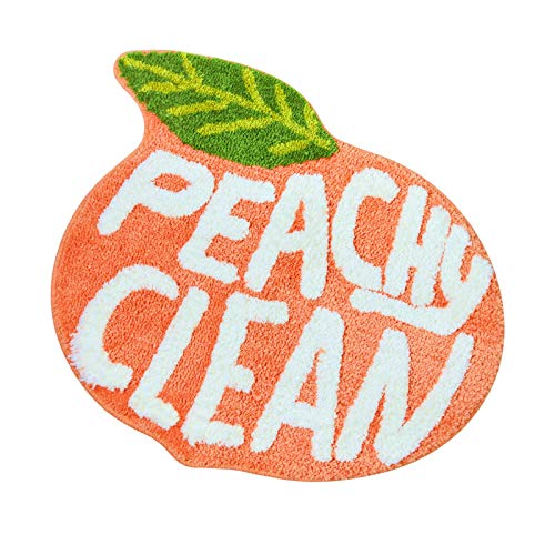 Peach Clean Bath Mat, Bathroom Decor Area Rug Peachy, Soft & Absorbent Plush Coral Fabric, Also for Bedroom Children’s Room, Non-Slip Washable - Orange-Peach