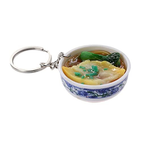 Holibanna 1PC food keychain Bowl Key Chains Mini Bag Pendant Model blue and white porcelain travel jewelry