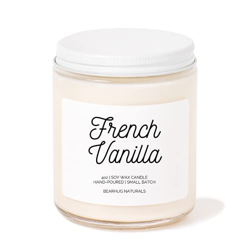 Kim and Pom French Vanilla Scented Candle 100% Soy Wax, 8 oz, Vegan Gift, Appreciation Gift, Fall Scent, Holiday Gift Ideas, Christmas Present