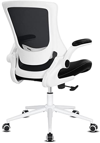 Misolant Desk Chair, White Office Chair, Ergonomic Chair, Mesh Office Chair with Adjustable Lumbar Support and Height, Recline Ergonomic Desk Chair Leather Office Chair for Home or Office - Mid Back & White Without Footrest