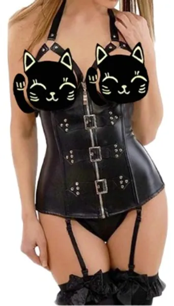 Pandolah Leather Belt Zipper Halter Steampunk Underbust Corsets Slimming Bustiers