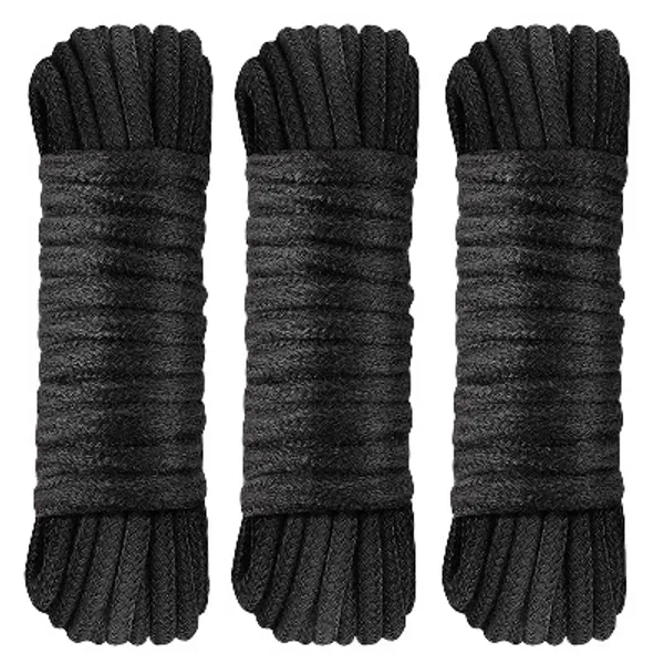 Soft Cotton Rope 32 feet 10m Multi-Function Natural Durable Long Rope - 3 Black