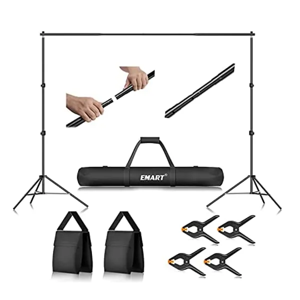 
                            EMART Photo Video Studio 10Ft Adjustable Background Stand Backdrop Support System Kit with Carry Bag
                        