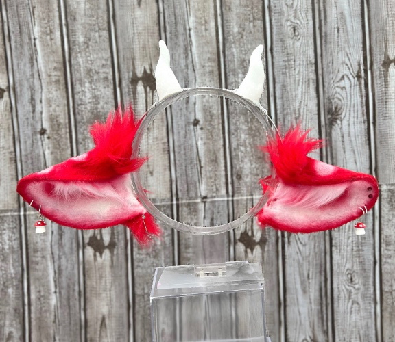 Mooshroom cow ears mushroom cow cosplay ears with horns cow ears with horns cosplay faux fur ears