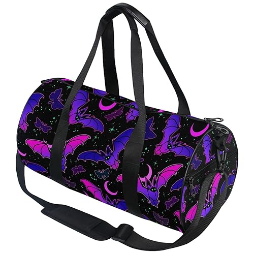 MNSRUU Duffel Bags Purple Bat Gothic Sports Gym Bag Travel Luggage Overnight Bags for Men Women Duffel Bags for Traveling - Skulls 042
