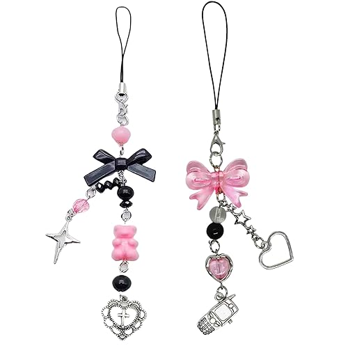 Nayyana 2 Stück süße Handy-Anhänger, ästhetische Y2K-Anhänger, Riemen, Handy-Anhänger, Zubehör für Handytasche, Schlüsselanhänger, Kamera-Anhänger