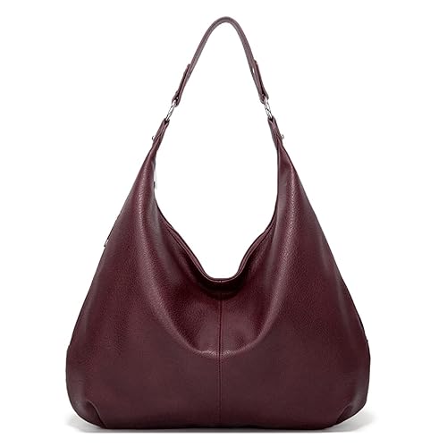 Schwarze Umhängetasche, schwarze Umhängetasche PU Leder schwarze Schultertasche mit Reißverschluss Verschluss schwarzer Umhängetasche Modes Leichtes schwarzes Geldbeutel für Frauenarbeit, Reisen, täg - Weinrot