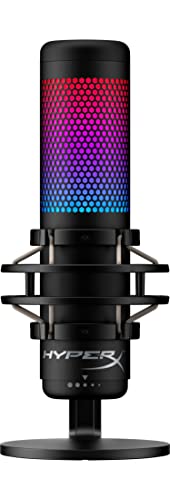 HyperX QuadCast S – RGB USB Condenser Microphone for PC, PS4, PS5 and Mac, Anti-Vibration Shock Mount, 4 Polar Patterns, Pop Filter, Gain Control, Gaming, Streaming, Podcasts, Twitch, YouTube, Discord - QuadCast S - Black
