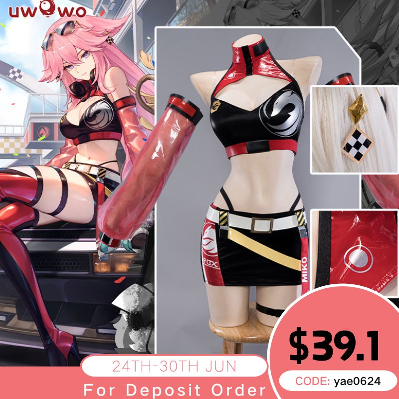 【Pre-sale】Uwowo Genshin Impact Fanart Racing Yae Miko Casual Outfit Cosplay Costume - M