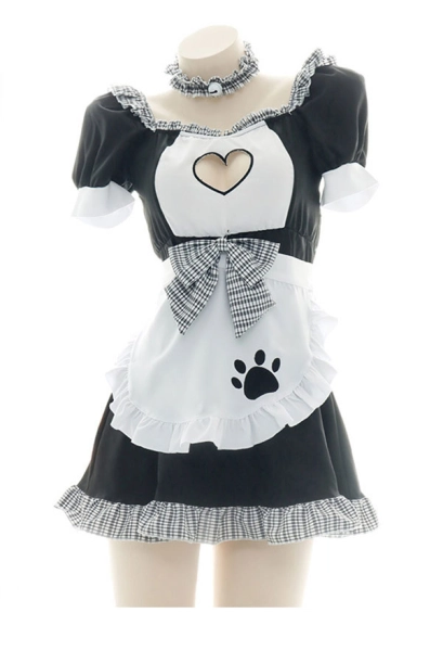 Kawaii Sexy Maid Costume Fun and Flirty Maid Lingerie Dress with Apron Open Chest Style