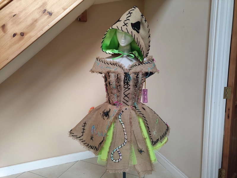 Burlap Halloween monster costume,Bug filled Burlap Sack dress
