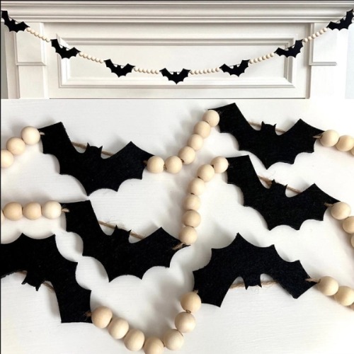 R$25,64  25%OFF | Bat Garland banner happy Halloween eve Party fall festival Fireplace Mantle Spooky Wall Boho Farmhouse home Decoration Backdrop