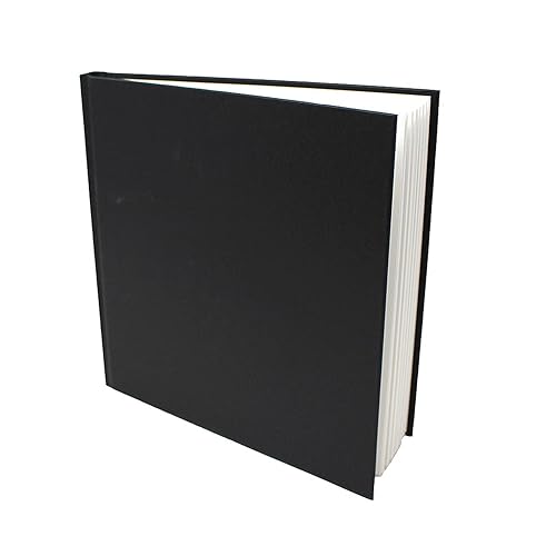 Artway Studio – Casebound Square Sketchbook – 195mm - 92 Sides/46 Pages of 170gsm Cartridge Paper – Black Hardback Sketchbook - Square(195mm)