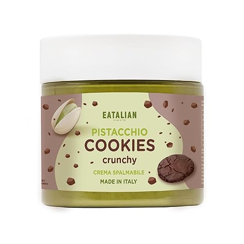 EATALIAN by AMZ BETTER Pistachio Cream with Sweet and Crunchy Biscuit, Delicious Spreadable Cream with a Sweet and unique flavour, Ideal on Bread and Ice cream, 200g Made in Italy - BISCUITS - 200 g (Pack of 1)