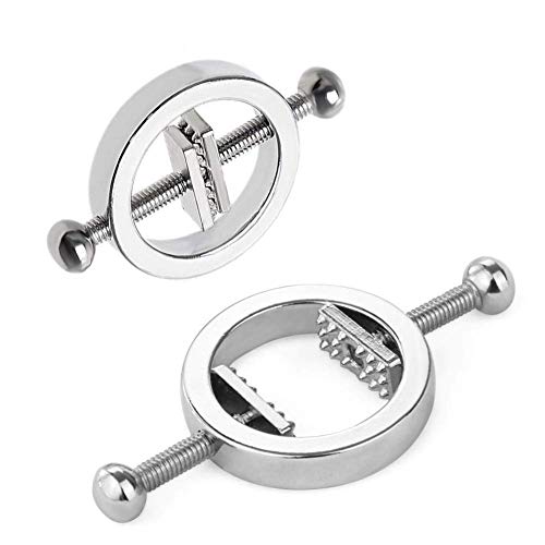 Adjustable Sexy Nipple Clips Clamps - Silver Breast Clamps Screw Clip on Nipple Clamp Jewelry Non Piercing Nipple Rings with Metal Chain
