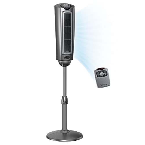 Lasko Oscillating Pedestal Fan, Adjustable Height, 3 Quiet Speeds, Timer, Remote Control for Bedroom, Living Room, Home Office and College Dorm Room, 52", Silver and Gray, 2535 - Fan 2535