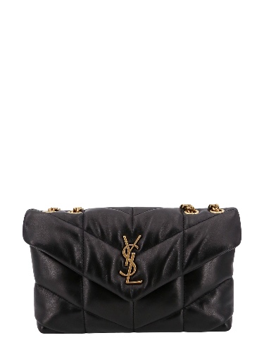 Matelassé leather shoulder bag with metal monogram - OS