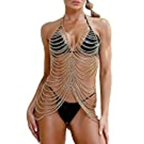 CCbodily Body Chain Jewelry for Women - Fashion Boho Backless Full Body Chain Belly Chain Jewelry Set for Costume Party