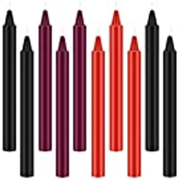 10 Pieces Low Temperature Candles Romantic Candles Wax Low Heat Dripping Candles Valentine Candles for Couples Lovers (Red, Black, Purple)