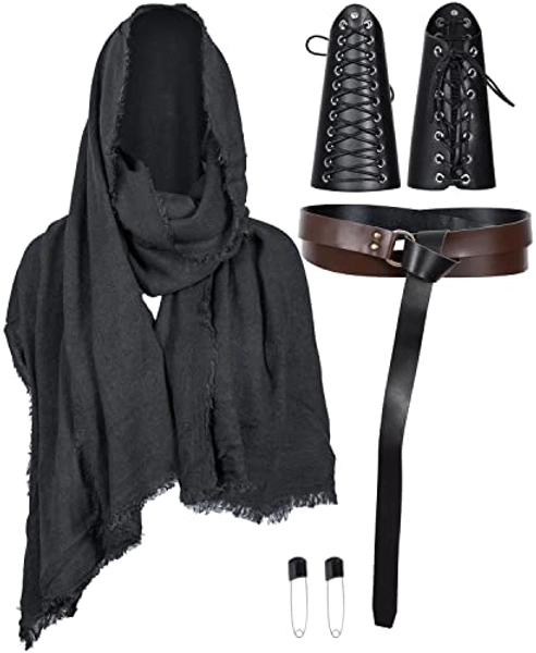 Medieval Knight Leather Belt Shawl Men Renaissance Half Shoulder Cape Scarf Buckle Bracers Retro Accessories(Type4)