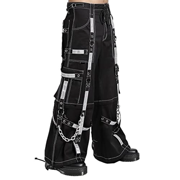 Tripp Men Gothic Bondage Reflective Men Pant Alternative Punk Rock Emo Trouser Pant Shorts