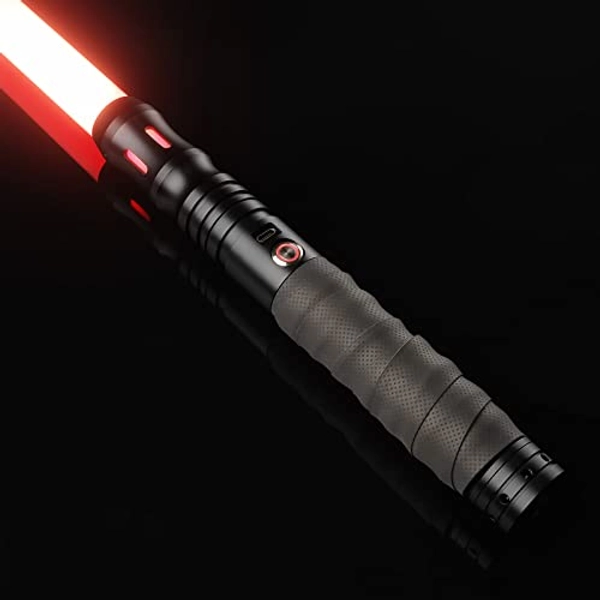 Dueling Light Sabers Smooth Swing FX Light Saber with Motion Control - RGB 12 Colors Changeable FX Saber, 12 Sounds Fonts Metal Hilt Saber Swords for Adults Teens Gift for Cosplay, Birthday, Black