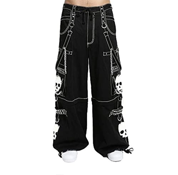 Prime Quality Gothic Bondage Black Big Skull Men Pant Alternative Punk Rock Emo Trouser Pant/USA