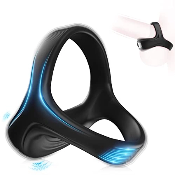 Vibrating Penis Ring Cock Ring - Super Soft Cock Ring for Men Pleasure Enhance, Triangular Silicone Penis Ring with 10 Intense Vibration Modes, Male Sex Toys, Adult Sex Toys for Men Couples Pleasures