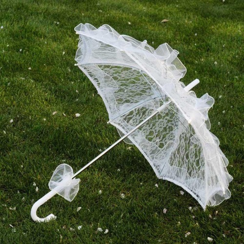 Lace Parasol Umbrella - White / 56x58cm