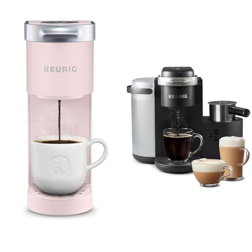 Keurig K-Mini Single Serve K-Cup Pod Coffee Maker, Dusty Rose, 6 to 12 oz. Brew Sizes & K-Cafe Single Serve K-Cup Coffee, Latte and Cappuccino Maker, Dark Charcoal - Dusty Rose - Coffee Maker + Coffee Maker,Dark Charcoal