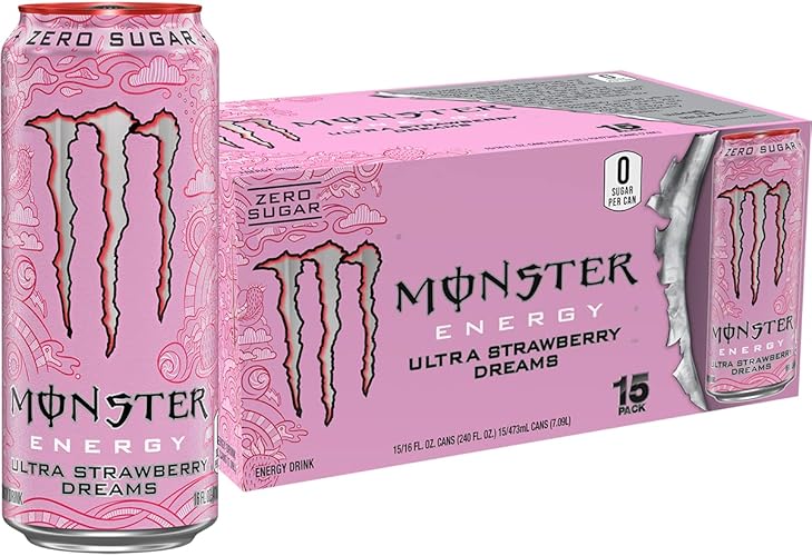 Monster Energy Ultra Strawberry Dreams, Sugar Free Energy Drink, 16 Ounce (Pack of 15) - Ultra Strawberry Dreams - 15 Pack