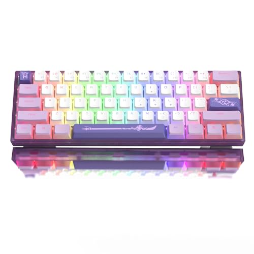 Womier 60% Percent Keyboard, WK61 Mechanical RGB Wired Gaming Keyboard, Hot-Swappable Purple Creamy Keyboard with PBT Keycaps for Windows PC Gamers - Linear Red Switch - Purple