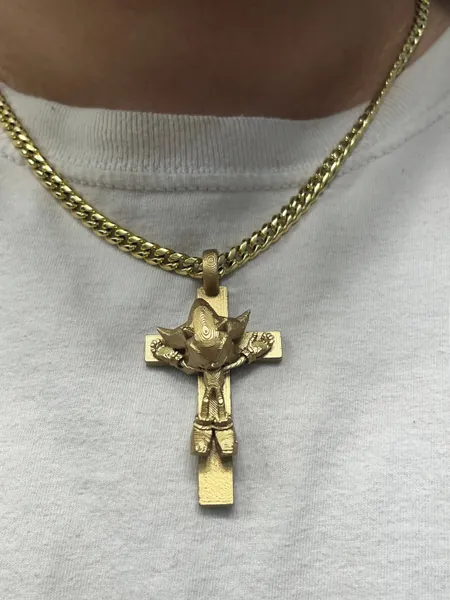 Shadow The Hedgehog Crucifix Pendant For Necklaces 3D Printed, Chains, Keychain Included, Chain NOT Included