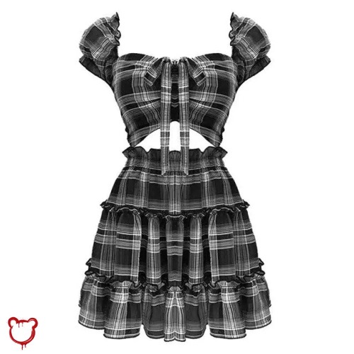 'Black Plaid Two-Piece Set' - plaid / L