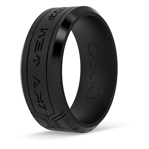 Enso Rings Etched Star Wars - Classic Silicone Ring - Comfortable and Flexible Design - May The Force Be With You - Obsidian - 14