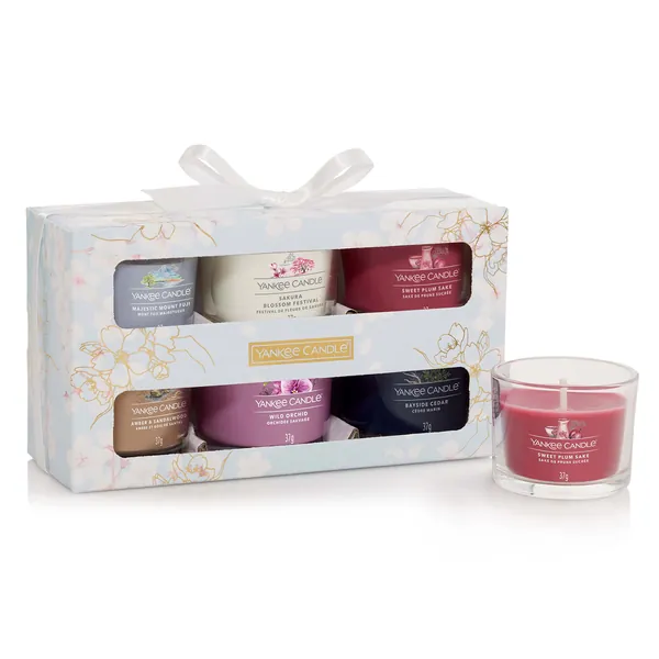 Yankee Candle Coffret cadeau | 6 votives parfumées en verre | Collection Festival de fleurs de Sakura | Idéal pour offrir