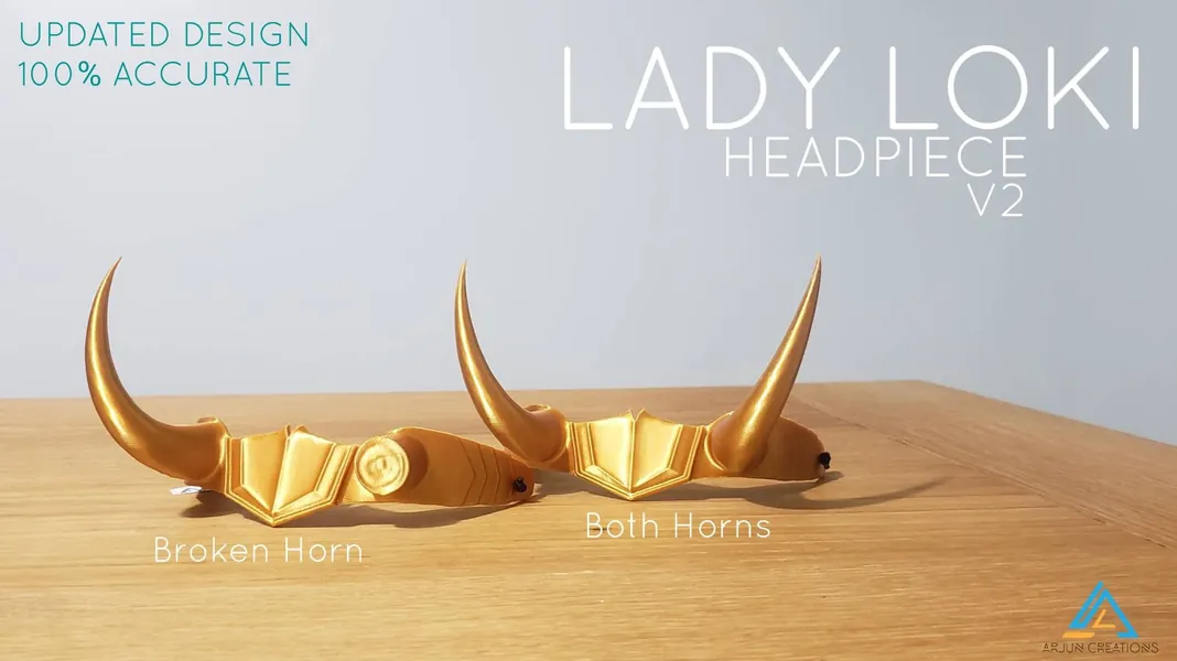Lady Loki Headpiece - Sylvie Crown - Imprimé 3D - Cosplay - Série Disney Plus - Série Loki - Marvel - Broken Horn - Horns - Nouvelles versions